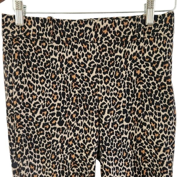 J Crew Winnie Pant Leopard Ankle Side Zip Stretch Size 4P 4 Petite Womens Pants - Picture 3 of 6